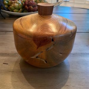 Hand Sculptured Beetle Kill Bowl with Lid